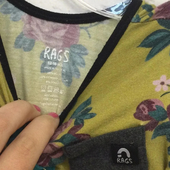 Rags Long Sleeve Rose Romper or Sleeper size 12-18M - Picture 5 of 6